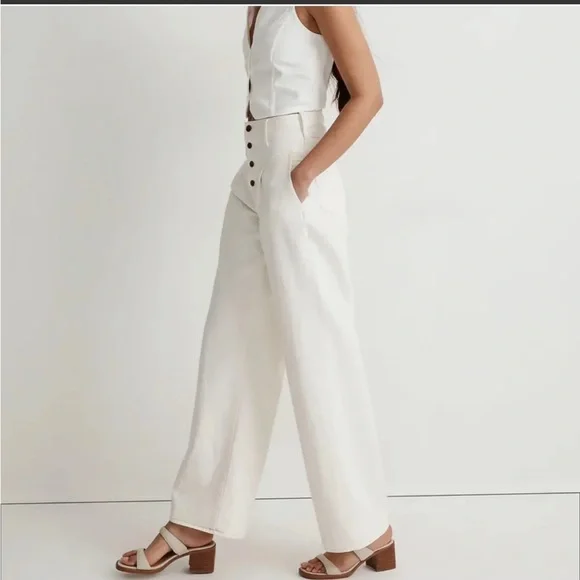 Madewell Super Wide Leg Exposed Button Fly High Waisted Jeans Size 33 - Picture 2 of 9